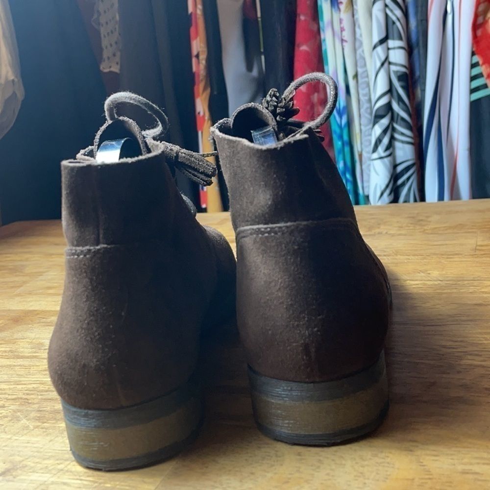 BJORNDAL DARK CHESTNUT BROWN ANKLE SUEDE BOOTIES - Picture 3 of 7
